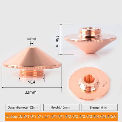 品質  D32 H15 Laser Cutting Nozzle 2.0mm for Precision Cutting and Long Service Life 工場